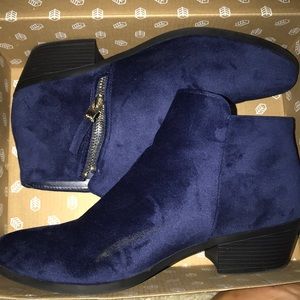 Navy suede booties